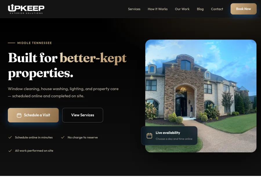 Upkeep Exterior Solutions — exterior cleaning scheduling website